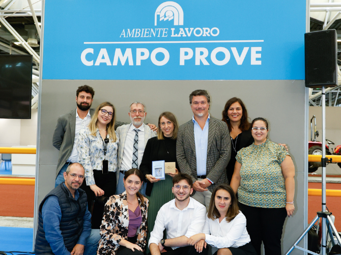 I vincitori del riconoscimento “inSOSTENIBILE leggerezza” di Ambiente Lavoro e BolognaFiere: Tharsos, Tecnologie d’impresa, Systema Consulting, Ancors e Necsi